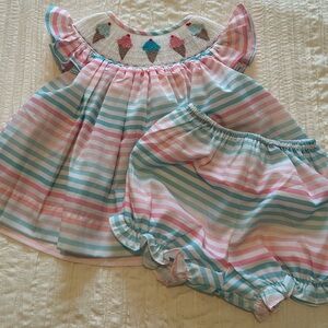 NOLA Smocked Ice Cream Diaper Set